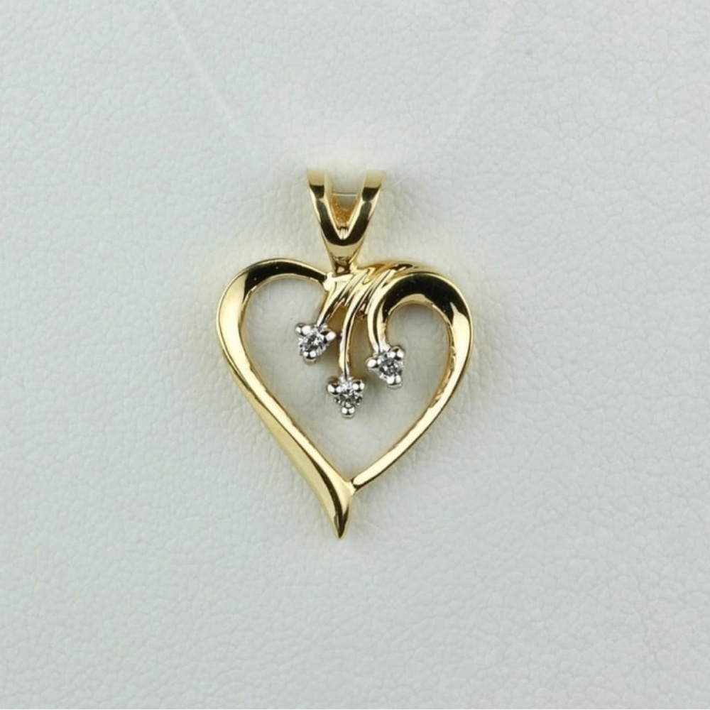 Zales Gold Heart Pendant with Diamond Accents